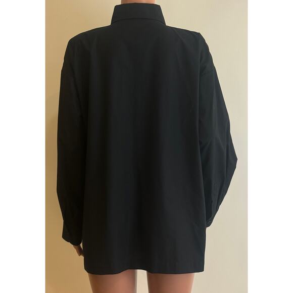 Eskandar Shirt Sz 1 / S Black Cotton Button Up Collared Oversized Blouse Tunic - Picture 3 of 11